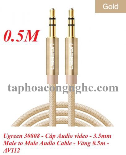 Ugreen 30808 0.5M màu Vàng Cáp âm thanh 2 đầu 3.5mm dương AV112 30030808